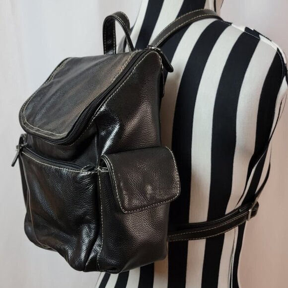 Leather Backpack - Black - Unbranded - Picture 1 of 11